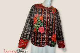 Velvet coat with flower pattern